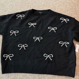 Debut Black Sweater with Pearl Bow Details